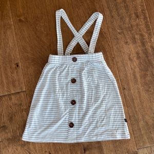 Haven Kids Gray and white stripe suspender dress